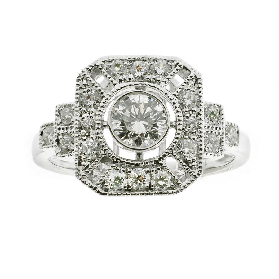 Vintage Old European Cut Diamond Engagement Ring .29ct J/VS2