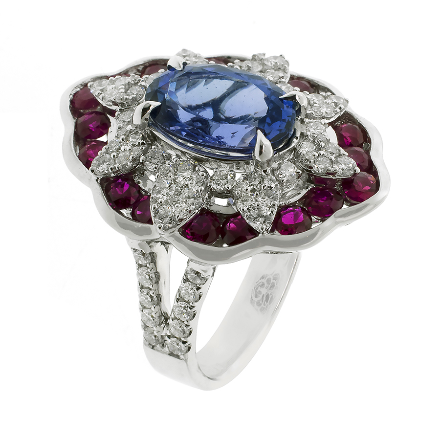 Diamond, Tanzanite and Ruby Cocktail Ring - Shapiro Auctioneers