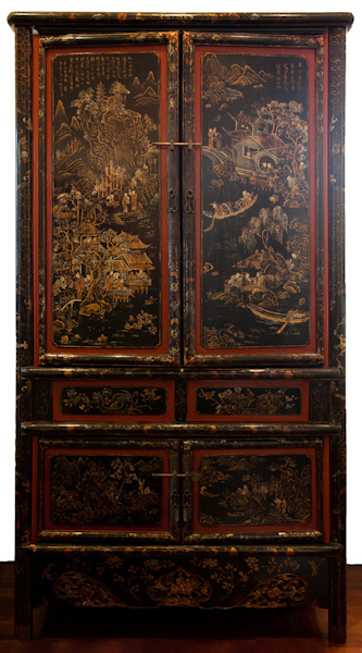 Chinese Black Lacquer Cabinet, 19th C
