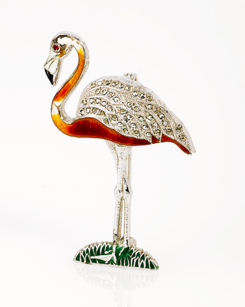 American Sterling Silver, Marcasite and Enamel Figural Pin, c1930 ...