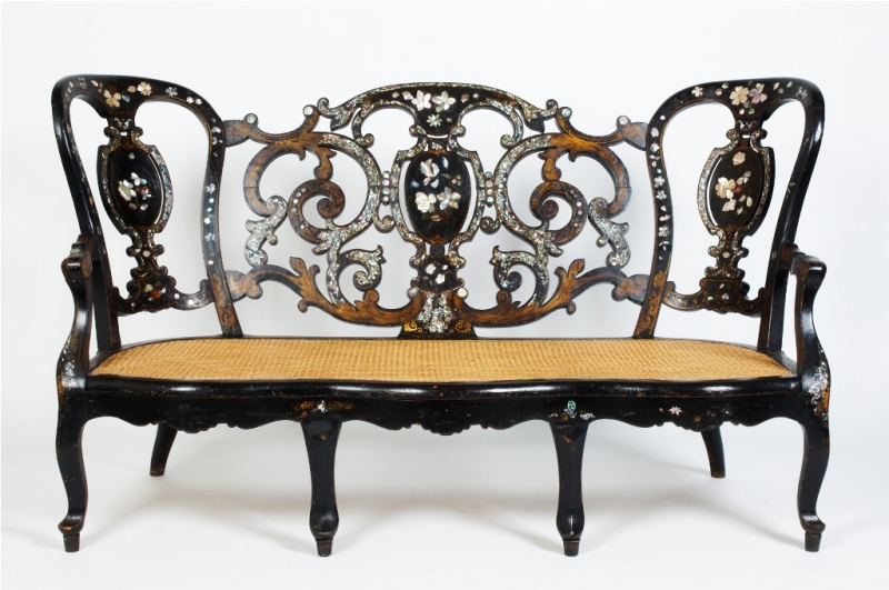 Victorian Papier Mache Settee And Four Armchairs English C 1860
