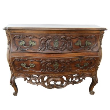 Louis XV Carved Walnut Serpentine Commode