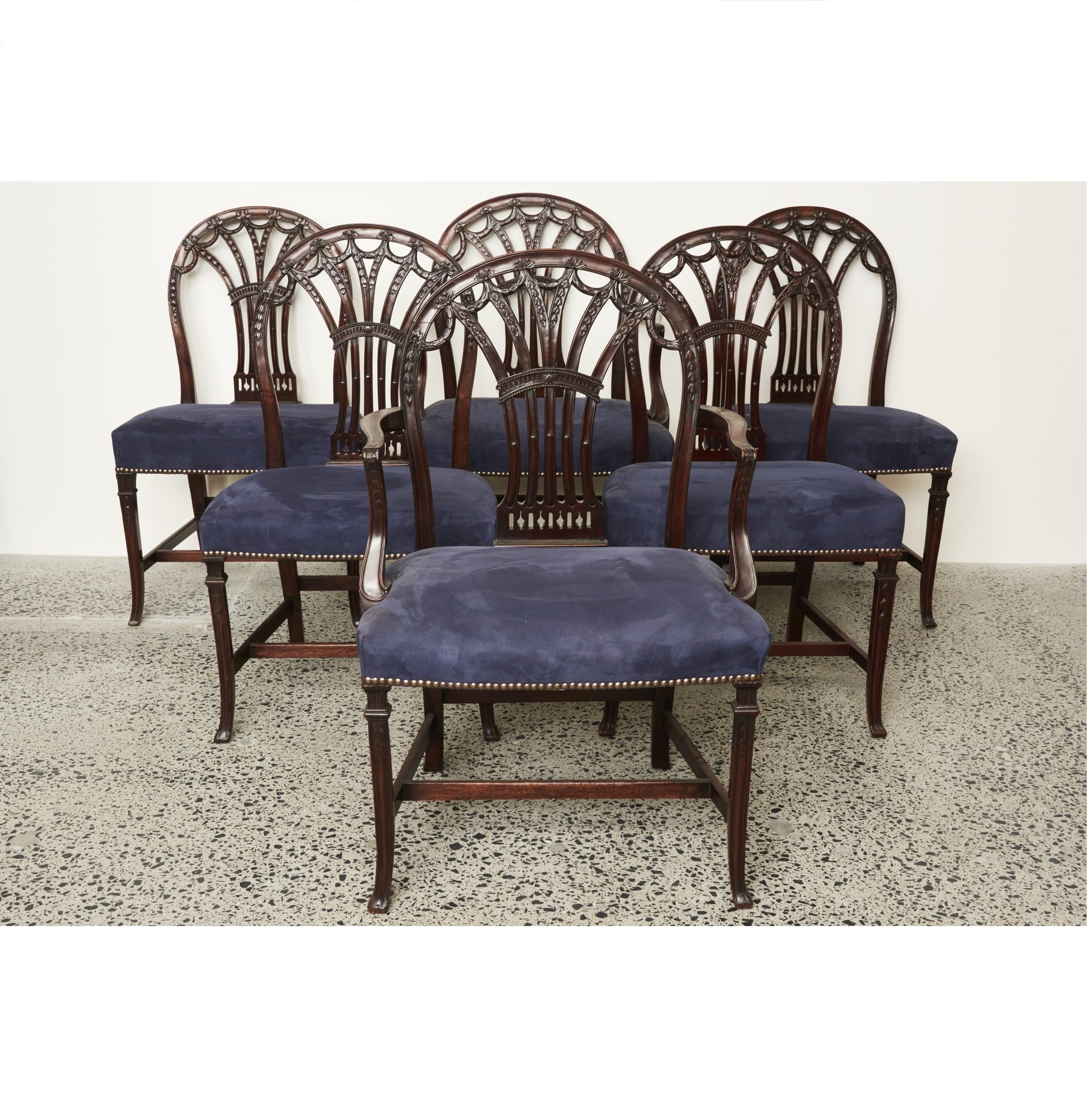 Set of Ten Adam Mahogany Dining Chairs