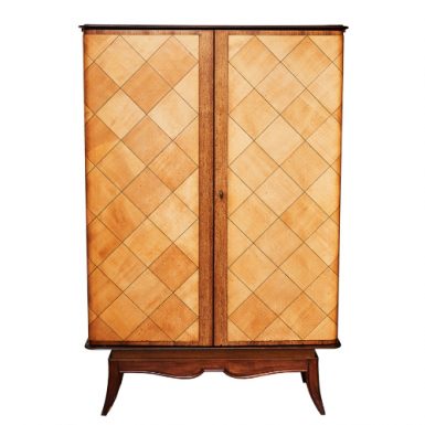 French Art Deco Lacewood and Marquetry Cabinet, c. 1930