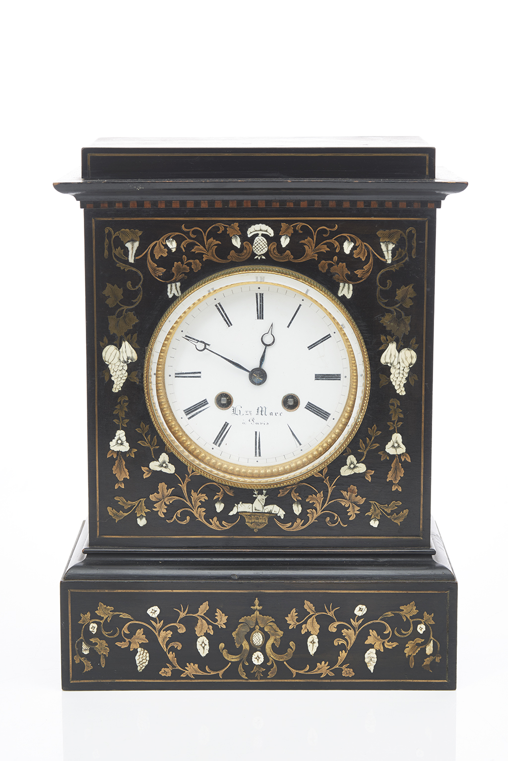 Ebonised and Boulle Marquetry Mantel Clock - Shapiro Auctioneers