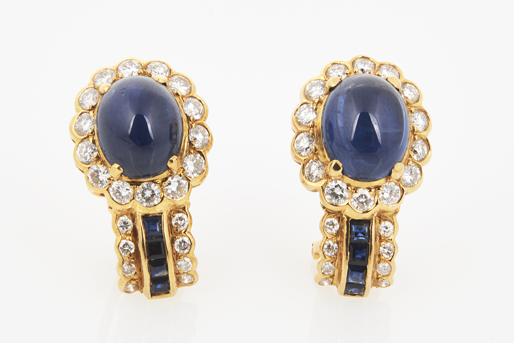 Sapphire Diamond Cluster Earrings - Shapiro Auctioneers