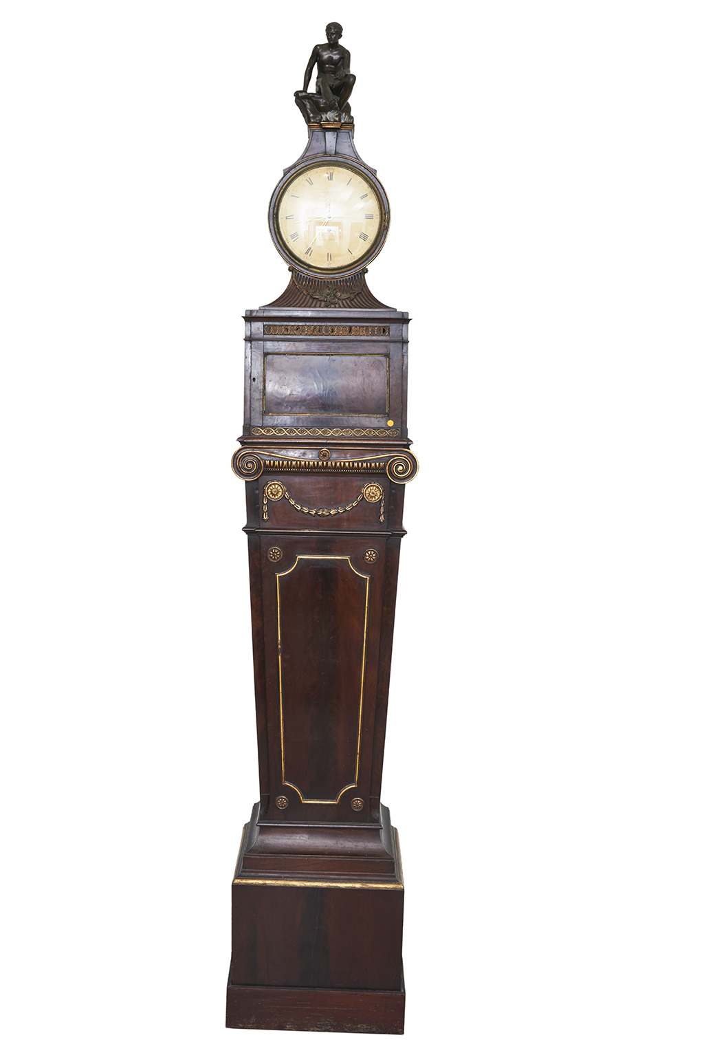 George III Adam Style Mahogany and Parcel-gilt Regulator Longcase Clock